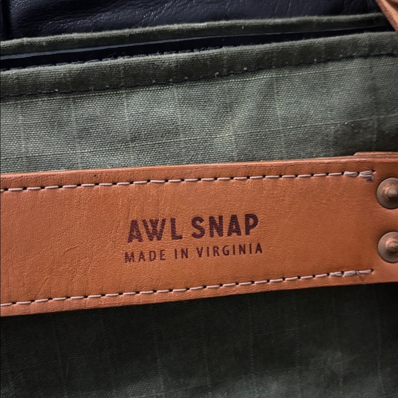 Awl Snap Waxed Canvas Leather Adjustable Backpack Tote Olive Green Black Tan - Picture 10 of 16